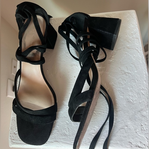 BCBG Black Lace-Up Block Heel - Picture 4 of 4